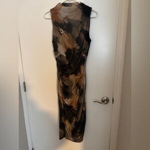 Windsor One Shoulder Dress in Black and Brown